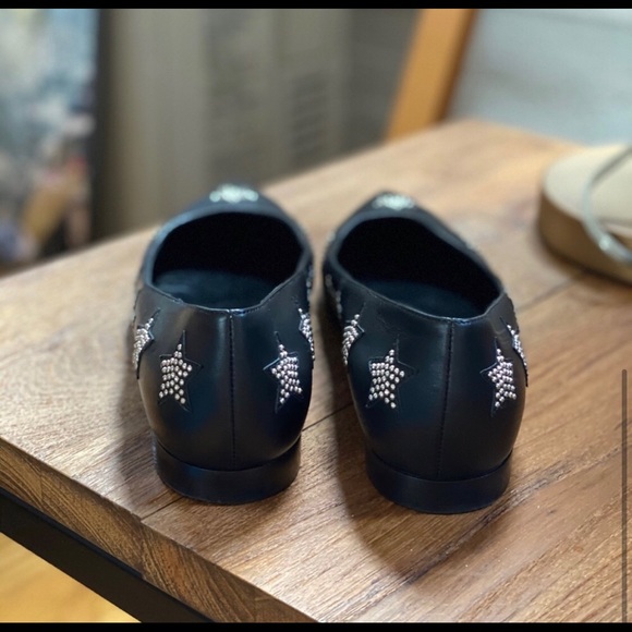 SAINT LAURENT Black Leather Studded Flats 38 - Picture 6 of 6